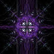 Fractal flame background. Purple and blue on black.