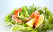 Prawn salad. Healthy Shrimp Salad with mixed greens