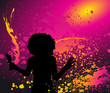 Silhouette d'une femme habillée en disco - effets de lumière