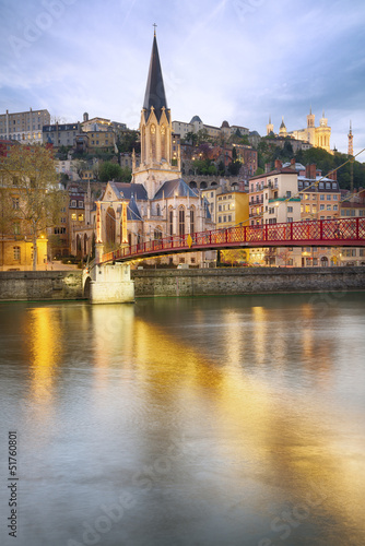 Photo: night view from St Georges footbridge in Lyon city night view from St Georges footbridge in Lyon city