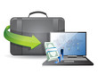 business laptop and suitcase illustration design