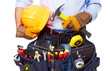 Worker with a tool belt. Construction.