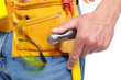 Hand with a Tool belt. Renovation.