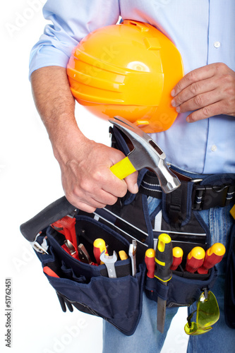 Photo: Worker with a tool belt. Worker with a tool belt.