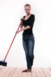 Photo: Blond girl in cleaning process Blond girl in cleaning process
