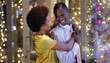 African American couple christmas shopping