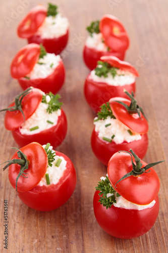 Photo: stuffed cherry tomato and cheese stuffed cherry tomato and cheese