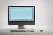 Desktop computer with blank speech bubble