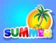 Colorful Summer Sticker-Adesivo Estate con Palma-Vector