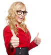 Happy smiling business woman with ok hand sign