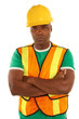 serious african american construction with arms crossed
