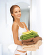 lovely housewife with towels