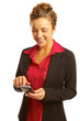 Beautiful business woman text messaging