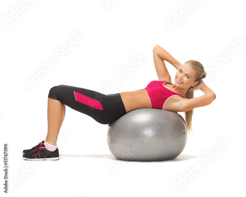 Photo: woman with fitness ball woman with fitness ball