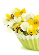 Little wild pansies in vase, isolated on white