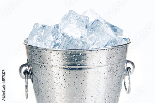 Photo: Metal ice bucket isolated on white Metal ice bucket isolated on white