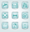 Vector buttons with vacation icons.