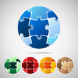 Earth Planet from puzzle pieces, vector illustration