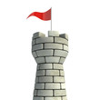 Illustration: tower with flag 3d illustration tower with flag 3d illustration