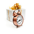 A retro clock with presents
