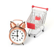 shopping cart with clock