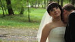 Wedding kiss in the summer