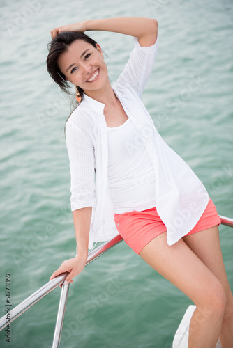 Photo: Beautiful woman in a yacht Beautiful woman in a yacht