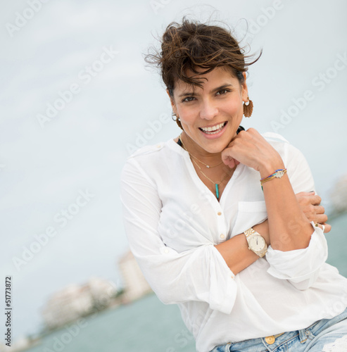 Photo: Summer woman looking happy Summer woman looking happy