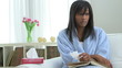 Sick African American woman looking at camera