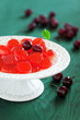 Homemade cherry jelly candy, selective focus