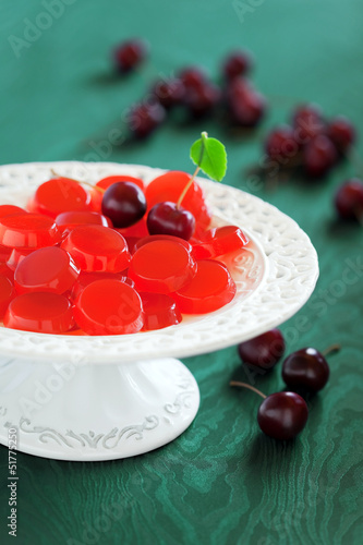 Photo: Homemade cherry jelly candy, selective focus Homemade cherry jelly candy, selective focus