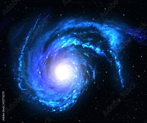 Illustration: Spiral galaxy in deep space with star field background. Spiral galaxy in deep space with star field background.