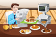 Vector: Robot serving breakfast Robot serving breakfast