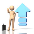 The large arrows represent his success.