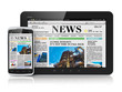 Tablet PC and smartphone with business news