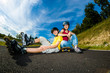Active young people - rollerblading, skateboarding