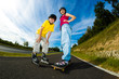 Active young people - rollerblading, skateboarding
