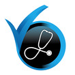 médical sur bouton validé bleu