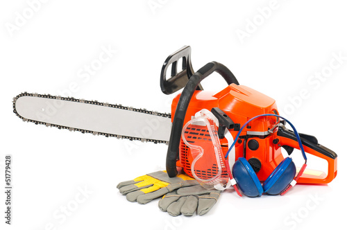 Photo: Gasoline-powered chainsaw Gasoline-powered chainsaw