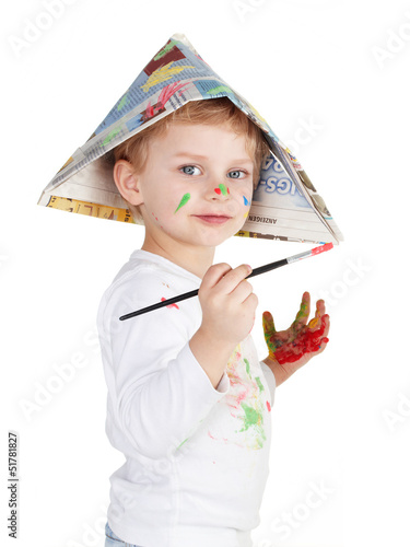 Photo: Cute boy is painting Cute boy is painting