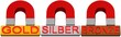 Magnet mit Gold-, Silber-, Bronzebarren