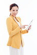 Asian Business woman using pad PC