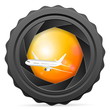Vektor: camera shutter with airplane camera shutter with airplane