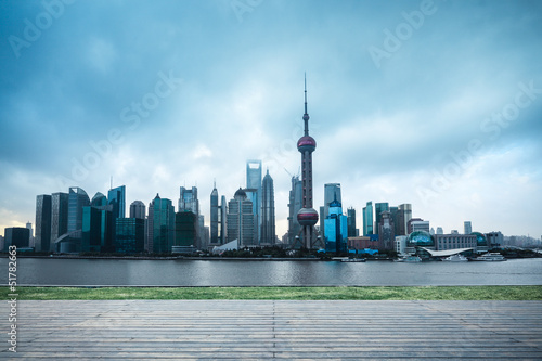 Photo: shanghai skyline in cloudy shanghai skyline in cloudy