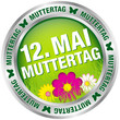 Button Blumen "12. Mai Muttertag" grün/silber