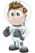 Boy astronaut character cartoon style vector illustration white