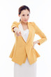 Young business woman pointing you