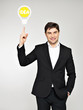 Photo: Business man with an idea bulb Business man with an idea bulb
