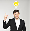 Business man with an idea bulb