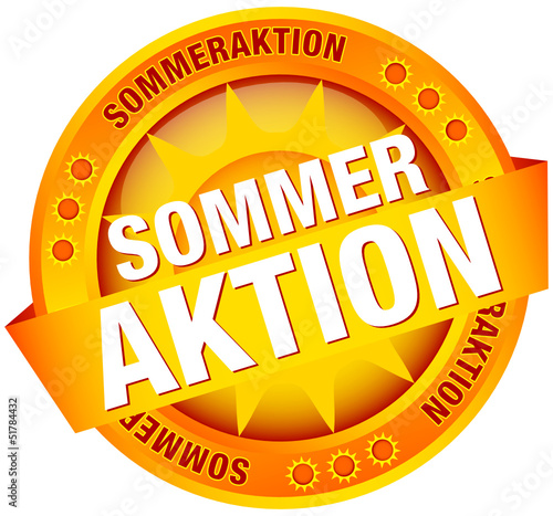 Vector: Button Banner "Sommeraktion" Sonne gelb/orange Button Banner "Sommeraktion" Sonne gelb/orange